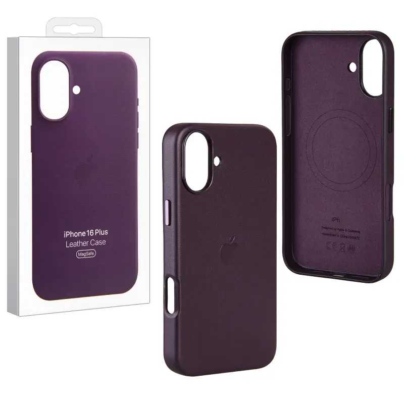Чехол iPh 16 Plus Leather Case 100% ORG (MagSafe) c LOGO Dark Purple