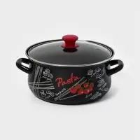 Кастрюля эмалированная &laquo;Болоньезе&raquo;, 4 л, d=26.2 см, с крышкой, чёрная