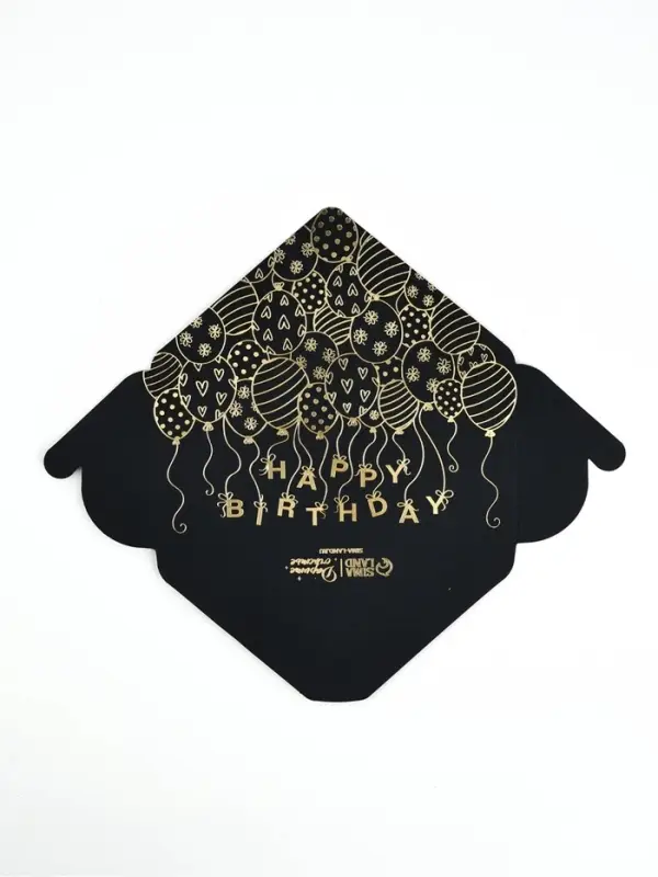 Конверт для денег Happy Birthday, 16.5&times;8 см, тиснение, чёрный крафт