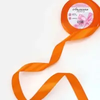 Лента атласная, 20 мм, 23&plusmn;1 м, ярко-оранжевая №25