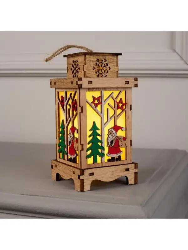 Ёлочная игрушка &laquo;Фонарь с Дедом Морозом&raquo;, 16&times;8&times;8 см, от батареек, свечение тёплое белое