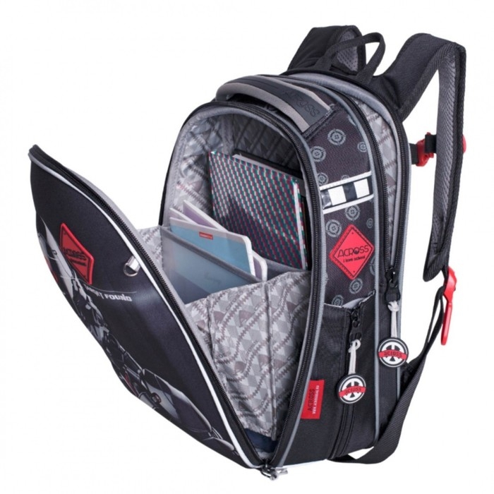 Рюкзак каркасный 35 х 26 х 14 см, Across 490, наполнение: мешок, серый 23-490-5 Рюкзак каркасный 35 х 26 х 14 см, Across 490, наполнение: мешок, серый 23-490-5