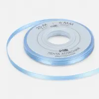 Лента атласная TEIRA, двухсторонняя, 6 мм, 25&plusmn;1 м, светло-голубая №332