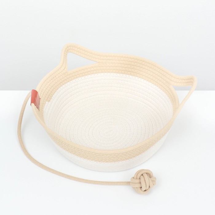 Экологичный лежак для животных (хлобчатобумажный) 35х35х12 см, вес до 5 кг,бело-бежевый Экологичный лежак для животных (хлобчатобумажный) 35х35х12 см, вес до 5 кг,бело-бежевый