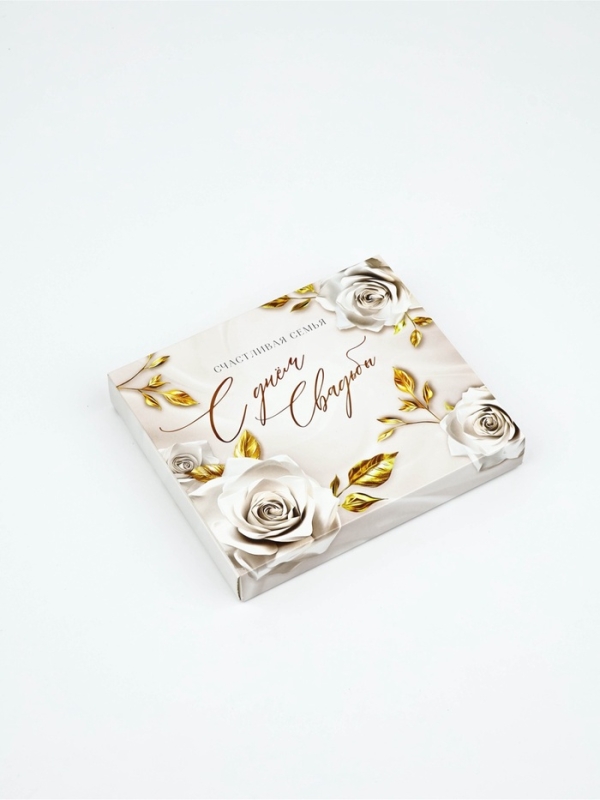 Коробочка пожеланий с местом для денег "С днём свадьбы", блёстки,  8 карточек