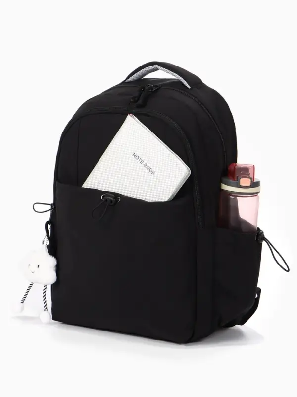 Рюкзак школьный, однотонный, 32&times;14&times;45 см, чёрный