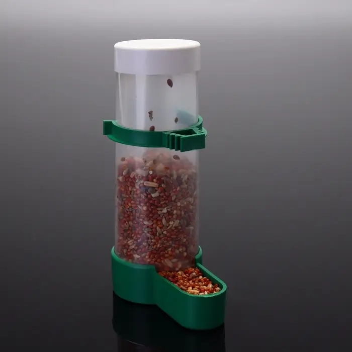 Поилка-кормушка для птиц с крышкой, 150 мл, 4&times;13 см, зелёная