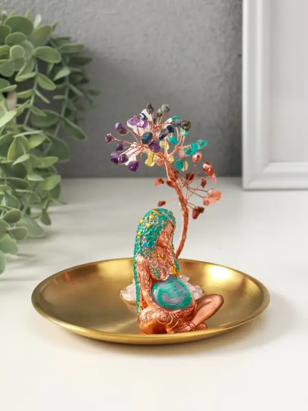 Сувенир бонсай "Дерево 7 чакр и мать-земля" 14х14х12 см