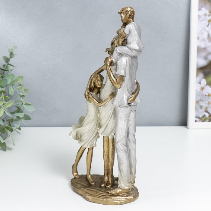 Сувенир полистоун  Сувенир полистоун "Наша большая семья" серо-синий и перламутр 28,5х10,5х12,5 см