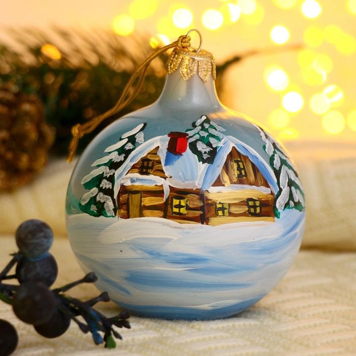 Ёлочный шар d-8 см Ёлочный шар d-8 см "Зимняя деревушка" ручная роспись, микс