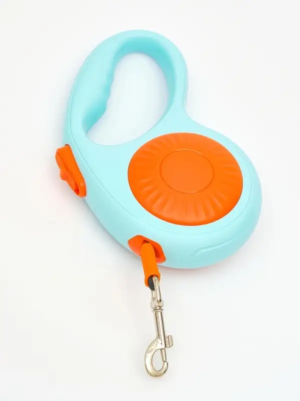 Рулетка - поводок для собак, лента 3 метра, оранжевая, голубая