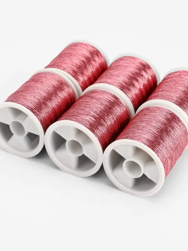 Нитки металлизированные, 91&plusmn;1 м, набор 6 шт., розовые