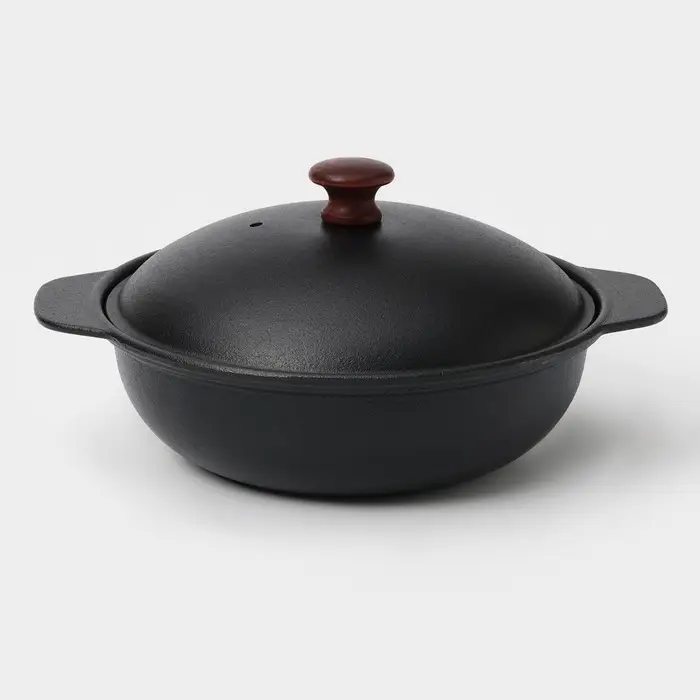 Жаровня, 2 л, d=24 см, с крышкой, чугун, чёрная