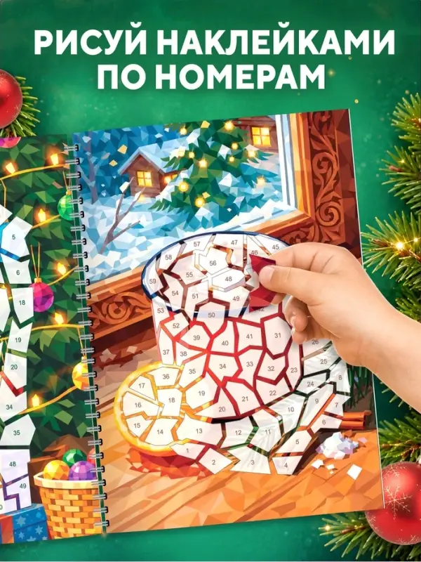 Книга &laquo;Рисуем наклейками по номерам. Зимнее настроение&raquo;