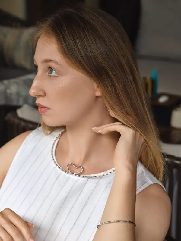 Набор 2 предмета: чокер, браслет &laquo;Обруч&raquo;, сердце, цвет серебро