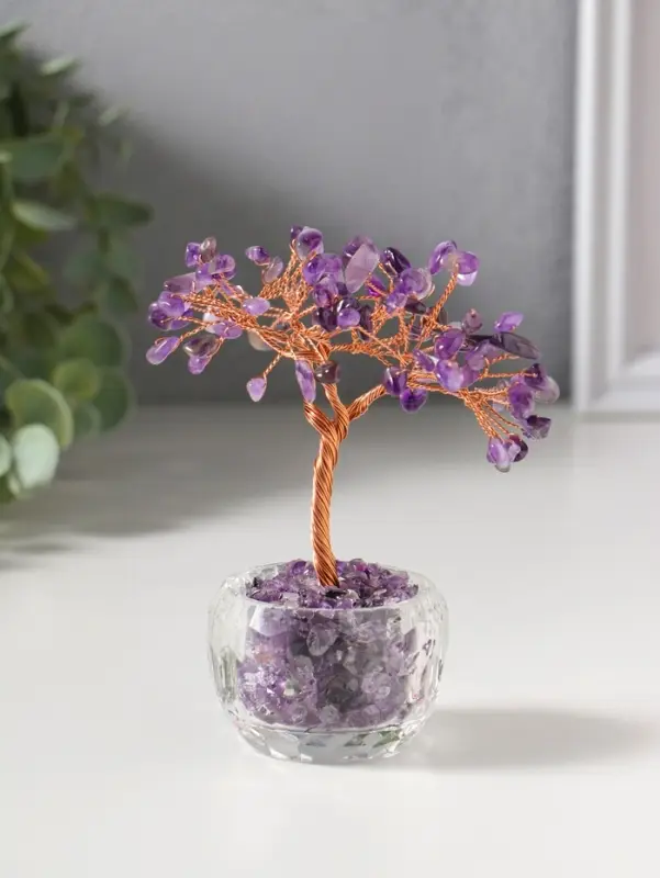 Сувенир "Дерево в стекле" 81 камень 5,5х5,5х12,5 см