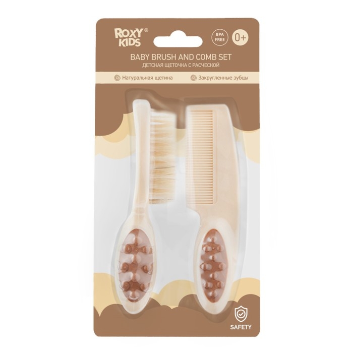 Детская щеточка с расческой, ворс из натуральной щетины Детская щеточка с расческой, ворс из натуральной щетины