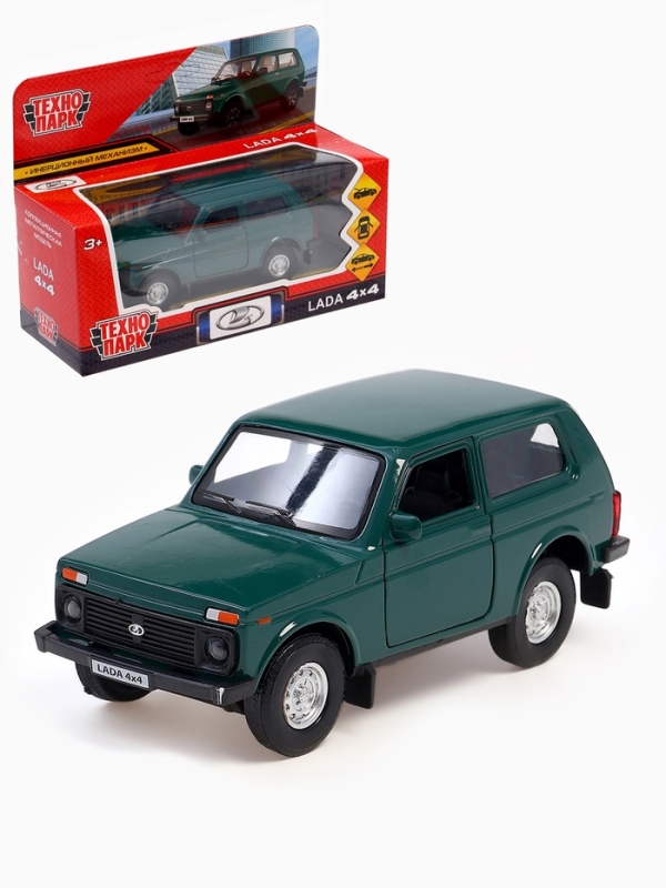 Машина металлическая «LADA 4x4», открываются двери, багажник, инерция, 12 см, зелёный