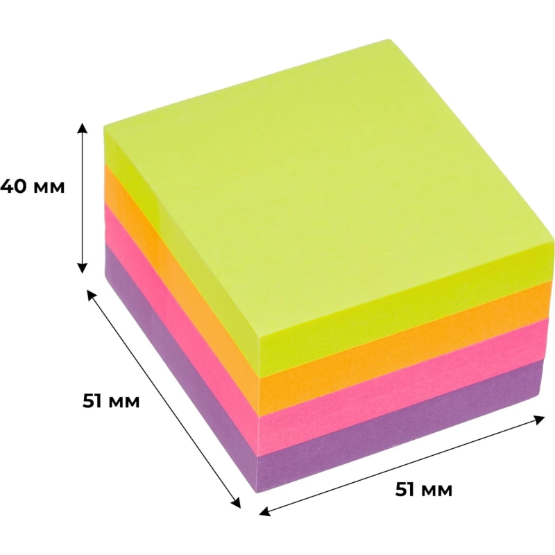 Стикеры Attache Selection куб 51х51, неон-3 4 цвета 400 л