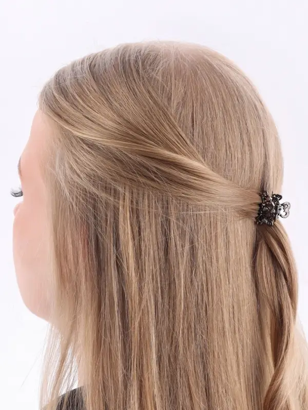 Крабик для волос «Серый блеск», 2.5 см, серебро