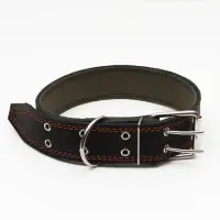 Ошейник комбинированный, 83&times;4.5 см, ОШ 50-70 см, кожа, брезент, чёрный