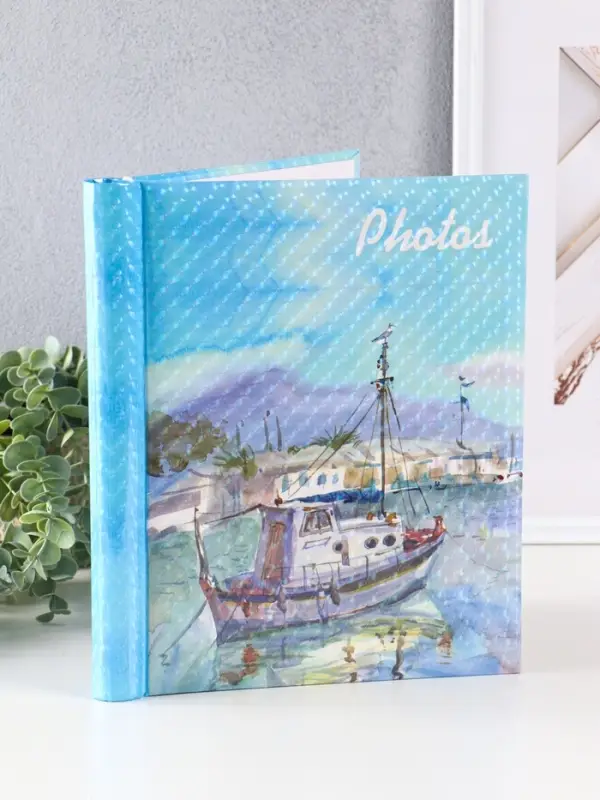 Фотоальбом 10 магнитных листов "Причал" 23X28см, пер-т внутр.спираль, 3D эффект