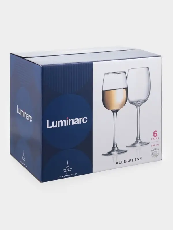 Бокалы для вина Luminarc Allegresse, 300 мл, стекло, наборы 6 шт., стекло, прозрачные