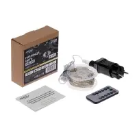 Гирлянда &laquo;Нить&raquo; 50 м, роса, IP44, серебристая нить, 500 LED, пульт, 36 В, свечение тёплое белое