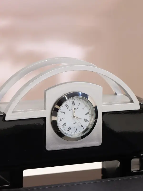 Набор настольный, органайзер 4 в 1 с визитницей и часами, 34&times;17&times;13 см