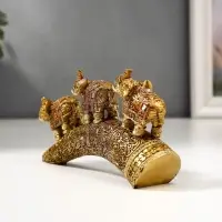 Фигурка полистоун &laquo;Бронзовые слоны с попоной из арабского ковра на роге&raquo;, 9&times;17&times;4 см