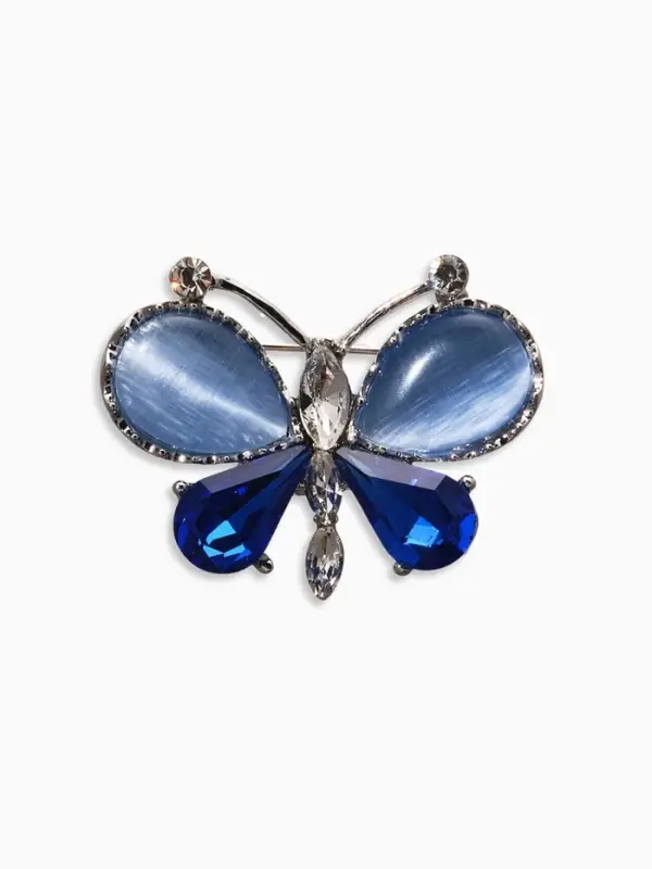 Брошь &laquo;Бабочка&raquo;, летняя, синий в серебре