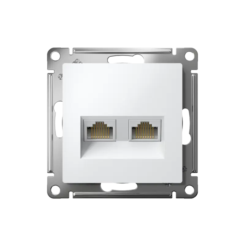 ATLASDESIGN РОЗЕТКА двойная компьютерная RJ45+RJ45, кат.6А, механизм, БЕЛЫЙ