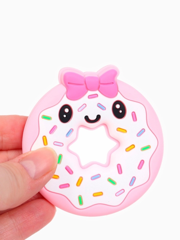 Прорезыватель силиконовый для зубов Крошка Я «Пончик», розовый/желтый