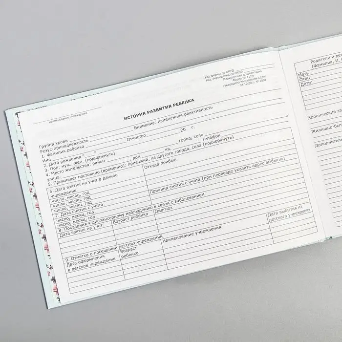 Медицинская карта &laquo;История развития ребёнка&raquo;, Бемби, 40 листов