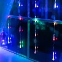 Гирлянда &laquo;Занавес&raquo; 2.5&times;0.65 м с насадками &laquo;Капли&raquo;, IP20, прозрачная нить, 50 LED, свечение мульти, 8 режимов, 220 В