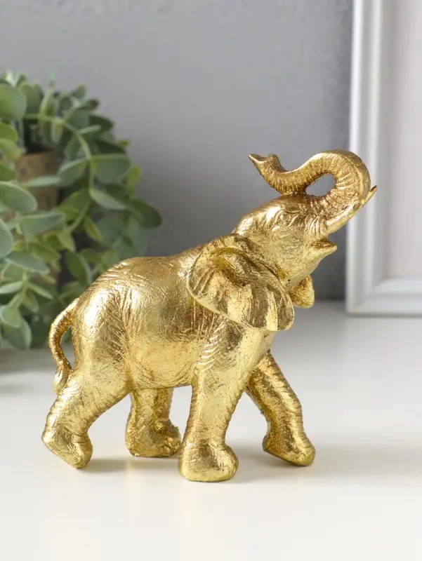 Сувенир полистоун "Золотой слон" 12х5,6х15,5 см