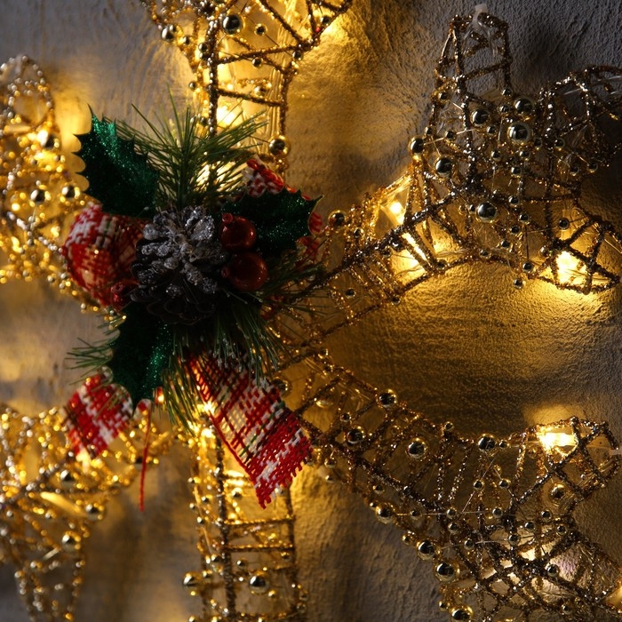 Светодиодная фигура «Снежинка с бусинами» 40 см, металл, 220 В, свечение тёплое белое Светодиодная фигура «Снежинка с бусинами» 40 см, металл, 220 В, свечение тёплое белое