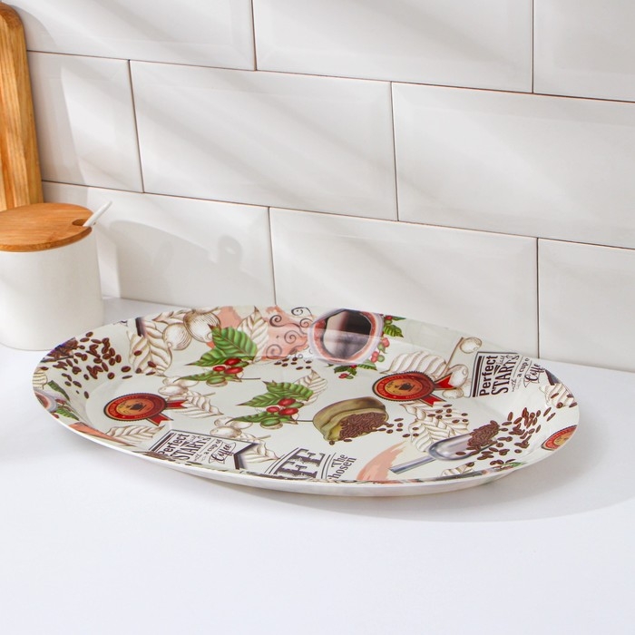Поднос овальный Доляна «Макаруны», 37×24×3 см, цвет МИКС Поднос овальный Доляна «Макаруны», 37×24×3 см, цвет МИКС