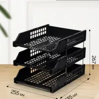 Набор лотков для бумаг &laquo;Стамм&raquo; STRONG, горизонтальный, на металлических стержнях, 3 отделения, чёрный