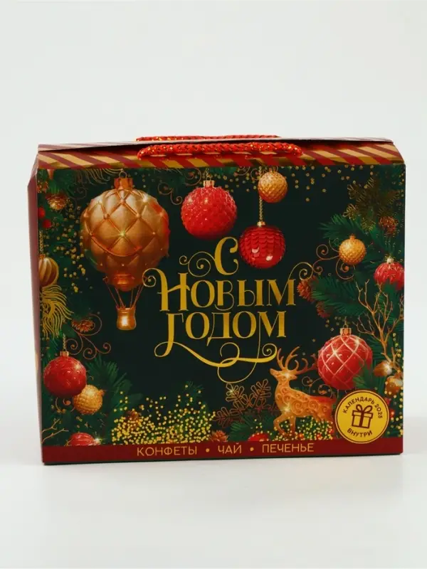 Подарочный набор &laquo;С Новым годом&raquo;: чай (50 г), конфеты (110 г), печенье брауни (120 г)