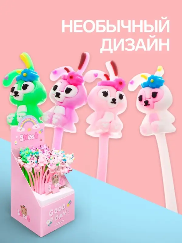 Ручка-прикол Calligrata &laquo;Зайчик&raquo;, синий стержень, гелевая, МИКС