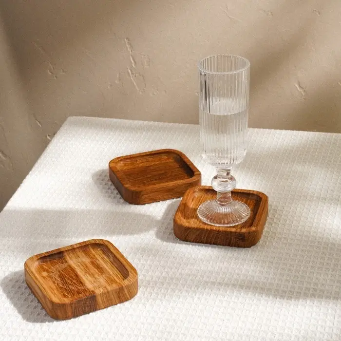 Набор тарелок - подставок SL Home, 10&times;10&times;2 см, 3 шт., дуб