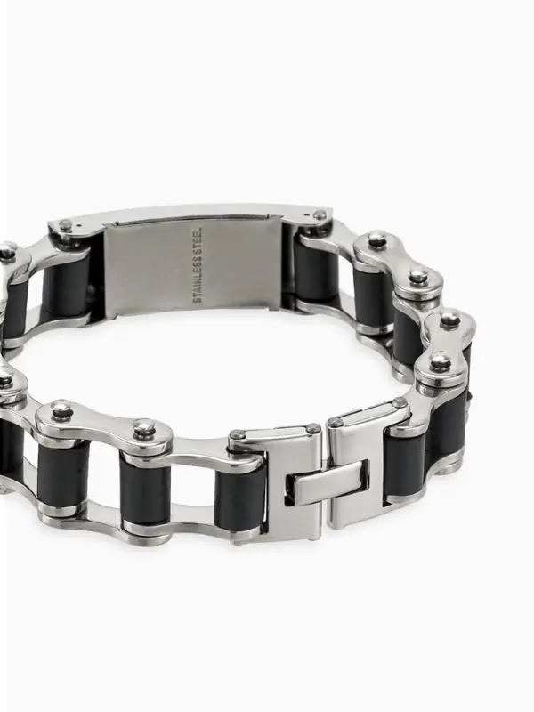 Браслет мужской &laquo;Стальной. Рельсы&raquo;, L=20.5 см, цвет серебро, чёрный