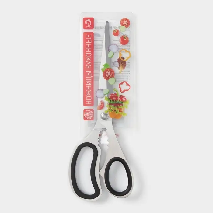 Ножницы кухонные Доляна &laquo;Профи&raquo;, 23 см, чёрные