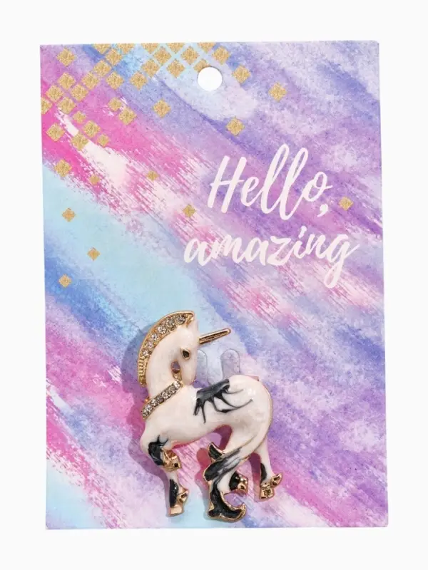 Брошь &laquo;Волшебный единорог&raquo;, цветная в золоте