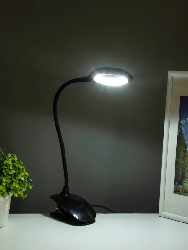 Светодиодный настольный светильник, 5Вт, 3000-6000К, 350 Лм, 13,5x7x38 см, чёрный