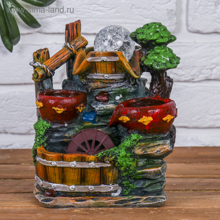 Фонтан Фонтан "Горка с ручейками" 13х16х20 см (с подсветкой)