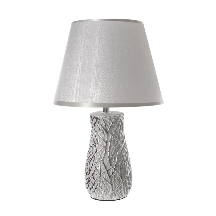 Настольная лампа с абажуром RISALUX «Мессина», Е14, 40 Вт, серебристый, 25×25×44 см Настольная лампа с абажуром RISALUX «Мессина», Е14, 40 Вт, серебристый, 25×25×44 см