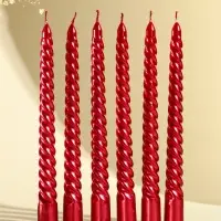 Набор свечей витых, 1.9&times;20 см, 6 шт., рубиновый металлик