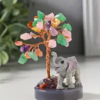 Сувенир "Слон у дерева" 18 камней 5,8х5,8х10,5 см